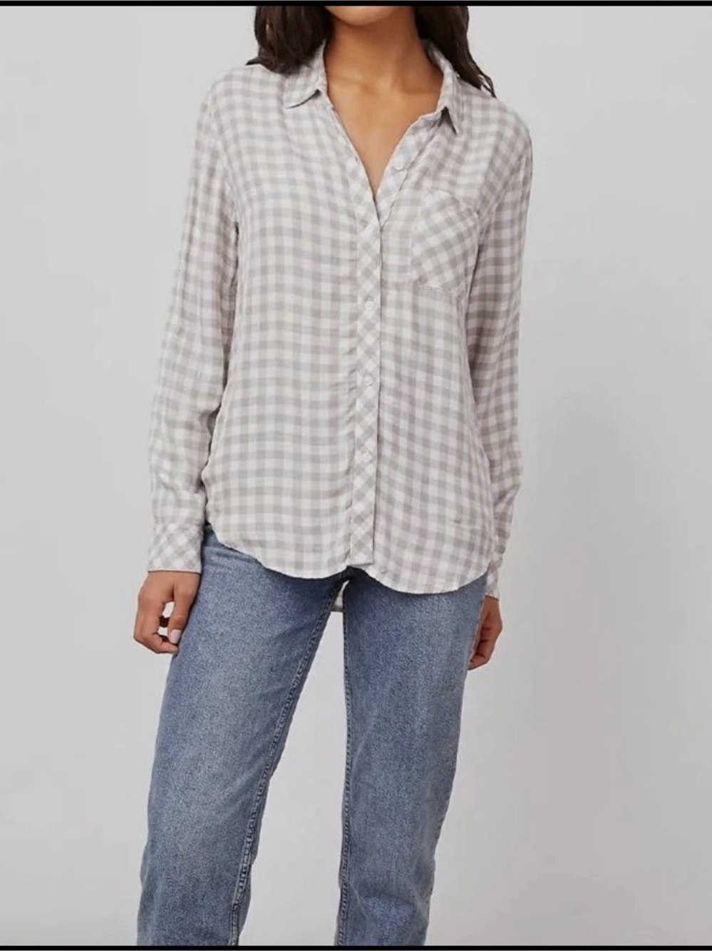Rails Beige and White Gingham Shirt